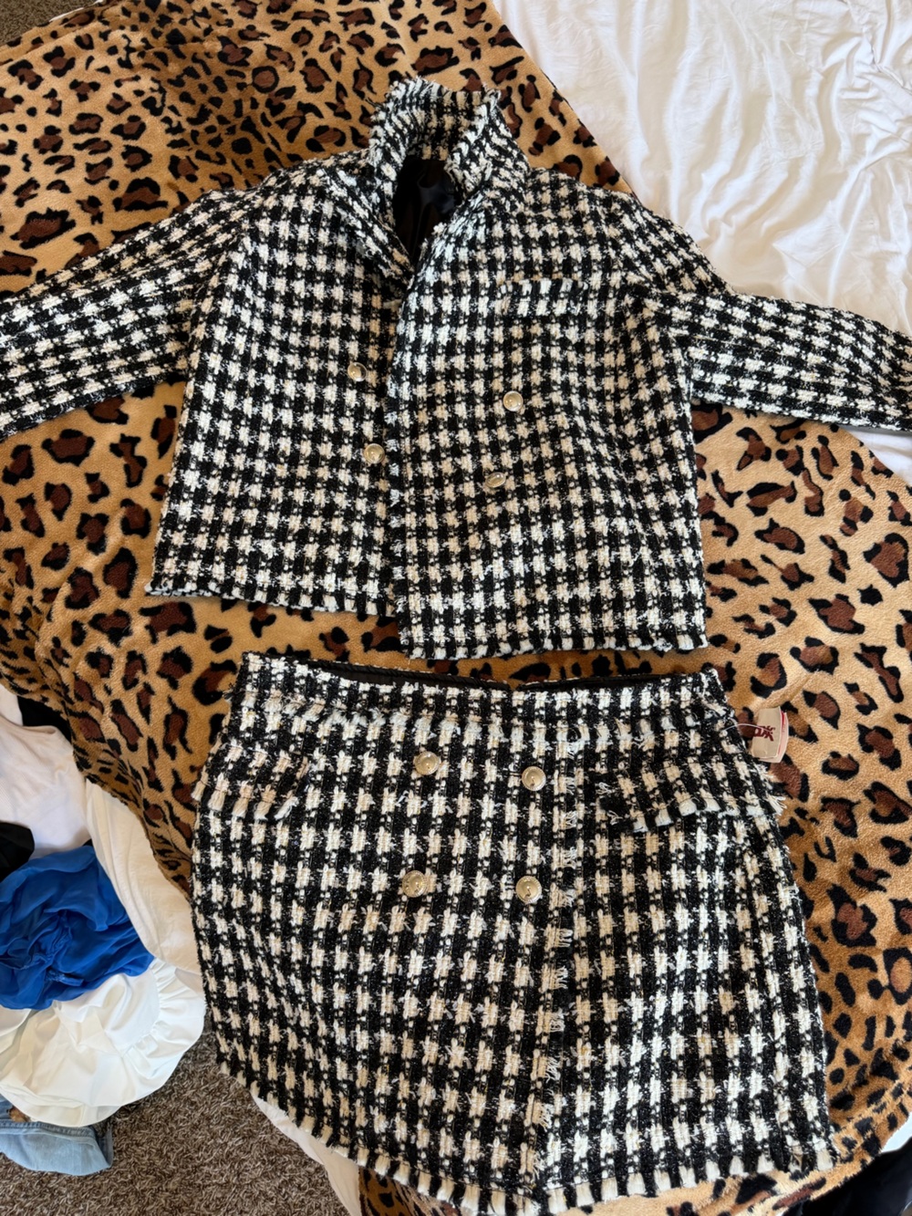 Classic Black & White Tweed Women's Jacket